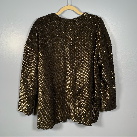 Express Gold sequin black Sherpa jacket - Picture 3 of 4